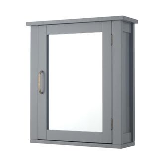 Teamson Home Teamson Home - Elegant Home Fashions Para El Hogar Muebles De Ba&ntilde;o De Madera Armario De Medicina Con Espejo De Pared Y Estante Ajustable Gris