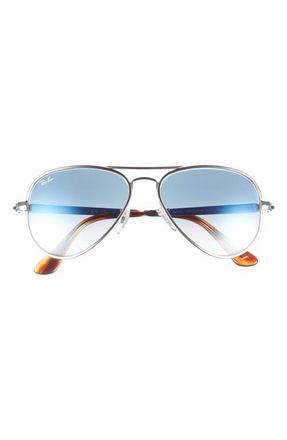 Ray-Ban Max Aviator 58mm Gradient Pilot Sunglasses in Silver /Clear Gradient Blue at Nordstrom