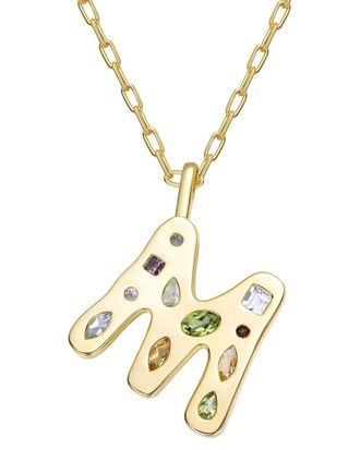 Genevive 14K Plated Cz Alphabetical Necklace