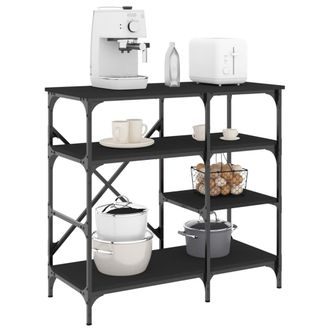 vidaXL Vidaxl - Estanter&iacute;a De Cocina Madera Ingenier&iacute;a Metal Negro 90x40x84 Cm