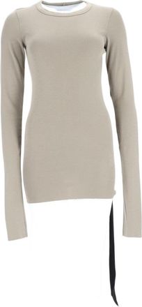 Rick Owens Basic Fitted Long-Sleeve Asymmetrical Cotton Top