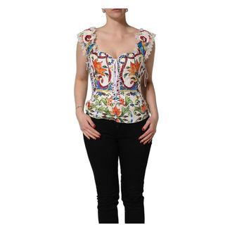 Dolce & Gabbana Sleeveless Tops, female, Multicolor, Size: M Corset Sleeveless Top