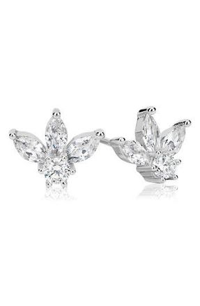 Suzy Levian Sterling Silver CZ Cluster Stud Earrings in White at Nordstrom Rack