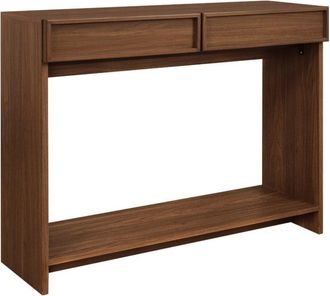 Sweeek Consola efecto madera con 2 cajones y estante, 100cm, nogal