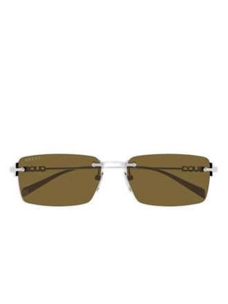 Gucci rectangle-frame sunglasses - unisex - Metal - 56 - Silver