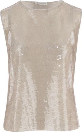 Niccol&ograve; Pasqualetti Sequined Tank Top - Dames - Tops zonder mouwen - Beige - XS - Polyester - Tops