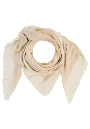 HUGO BOSS Schal BOSS Laik 120*120, Damen, open wei&szlig; 131, Web, Materialmix, gemustert, Modet&uuml;cher Schal, mit BOSS-Logoschriftz&uuml;gen, rundum kleine Fransen