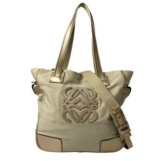 Loewe Beige Canvas Leather Shoulder Bag Tote Bag (Pre-Owned)