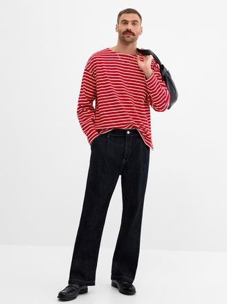 Jack & Jones Mens Nocturnal indigo pleated jean Loose fit