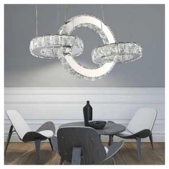 Trade Shop Trade Shop Traesio - Trade Shop - Lampadariario Led Design Modern Cerchi Di Cristallo 25 Watt Bianco Luce Freddo B34