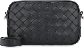 Bottega Veneta Mens Intrecciato Leather Mini Camera Bag Black Calfskin Messenger