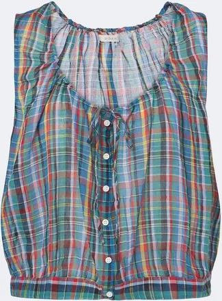 D&ocirc;en D&ocirc;en Theo plaid cotton voile top