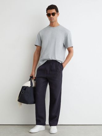 Reiss Light Blue Cotton Slub Relaxed-fit T-shirt, Xxl