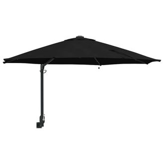 Berkfield Home Wall-mounted Garden Parasol with LEDs Black 248 cm