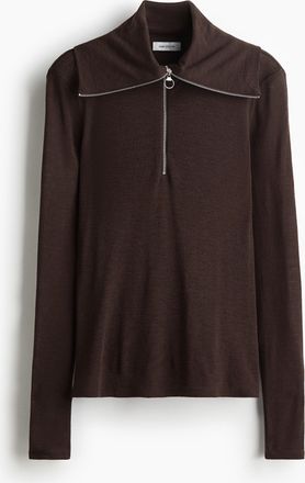 H&M Wollshirt mit Zipper - Brown