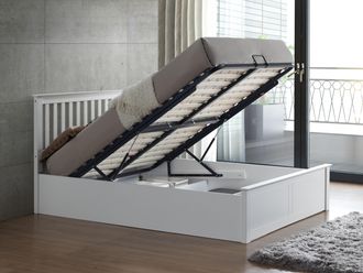 Bedmaster Malmo Wooden Ottoman Bed & Primrose 2000 Pocket Sprung Memory Foam Mattress in White | Size: King