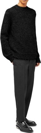 Jil Sander Mens Black Alpaca Leather Sweater Clothing