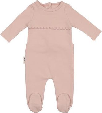 Maniere Embroidered Yoke Footie in Powder Pink at Nordstrom, Size 12M
