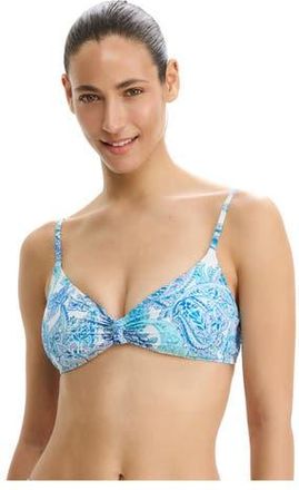 Gottex Boho Bloom V-Neck Knot Bikini Top in Blue-Multi at Nordstrom, Size 12