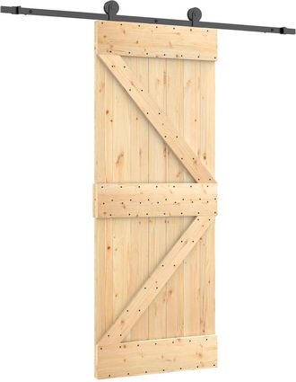 vidaXL Puerta Corredera Natural Y Negro 70 X 210 Cm Vidaxl