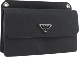 Prada Pre-owned Clutches, female, Black, Size: ONE SIZE Pre-owned Vintage Saffiano Pouch