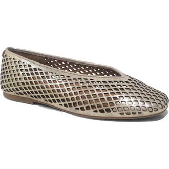 Gentle Souls Willow Perf Ballet Flat in Gravel Leather at Nordstrom, Size 8.5