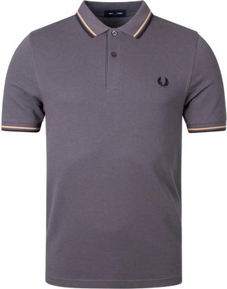 Fred Perry Herenpoloshirt met dubbele kraag (Zwart/Wit/Grijs)