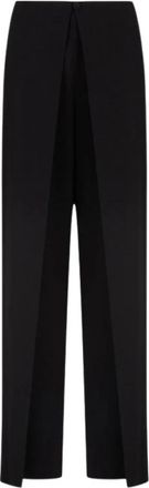 Emporio Armani Broek met vloeiend cr&ecirc;pe paneel - Dames - Wijde Broeken - Zwart - 3XL - Leer - Broeken