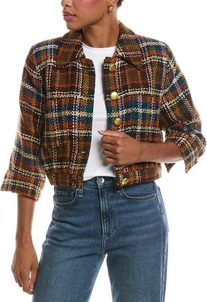 L'agence LAgence Jia Crop 3/4 Sleeve Wool-Blend Jacket