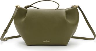 La Portegna Marta Leather Clutch Bag With Shoulder Strap in Khaki at Nordstrom