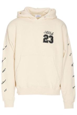 Off-white Mens Abloh 23 Hoodie Sweatshirt - Ivory Cotton - Size Small