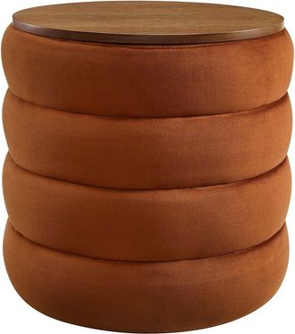 ModWay Mezzo Round Performance Velvet Storage Ottoman Stool