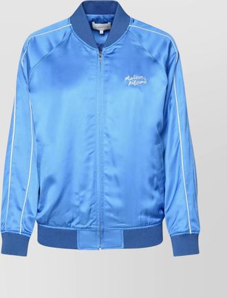 Maison Kitsun&eacute; viscose ribbed trim zip jacket