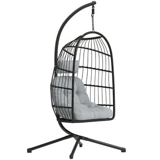 OEM Sedia A Uovo Sospesa, Altalena Esterno Con Supporto E Cinghia Sicurezza, Nero/grigio Chiaro