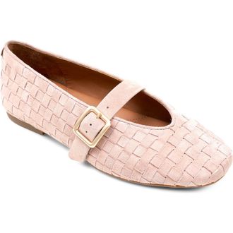 Gentle Souls Winifred Woven Mary Jane Flat in Light Pink Suede at Nordstrom, Size 9.5