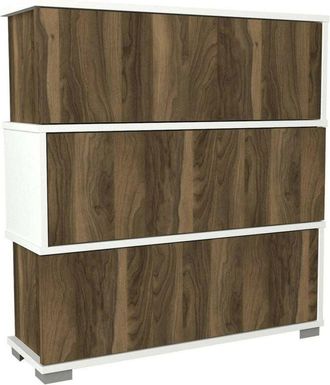 Dmora Scarpiera Baten, Mobile portascarpe, Armadio da ingresso multiuso, Mobiletto per calzature, 90x30h93 cm, Bianco e Noce, con imballo rinforzato, con