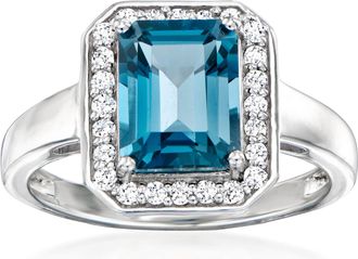 Ross-Simons London Blue Topaz Ring With. Lab-Grown Diamonds in Sterling Silver