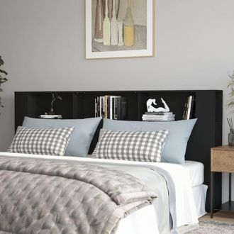 Berkfield Home Headboard Cabinet Black 220x18.5x104.5 cm