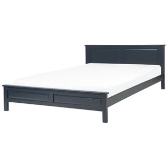Beliani Cama Doble De Madera Azul Oscuro Con Somier Cabecero Alto 180 X 200 Cm Dise&ntilde;o Escandinavo Minimalista Olivet