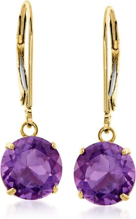 Ross-Simons Amethyst Drop Earrings in 14kt Yellow Gold