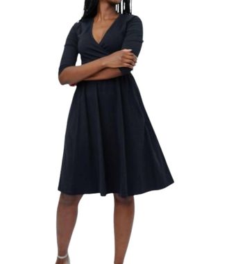 Mata Traders Callie Long Sleeve Wrap Dress In Black