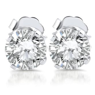 Pompeii3 1.10ct Diamond Studs 14k White Gold Clarity Enhanced