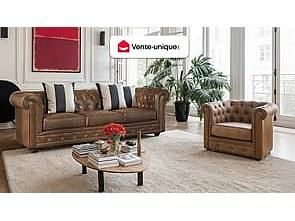 Vente-Unique Poltrona CHESTERFIELD in microfibra aspetto cuoio invecchiato