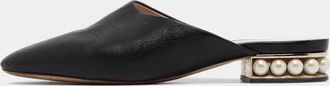 Nicholas Kirkwood Black Leather Casati Flat Mules