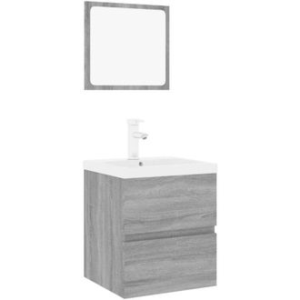 vidaXL Set De Muebles De Ba&ntilde;o Madera Contrachapada Gris Sonoma Vidaxl