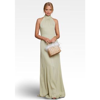 Maids to Measure Tilly Satin High Neck Bridesmaid Dress in Sage Green at Nordstrom, Size 10