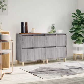 vidaXL Aparadores 2 Uds Madera Contrachapada Gris Sonoma 60x35x70 Cm Vidaxl