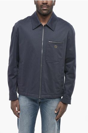 Fendi Cotton Overshirt with Monogram and Zip Closure size 50