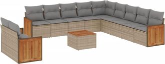 vidaXL Set De Sof&aacute;s De Jard&iacute;n 12 Pzas Y Cojines Rat&aacute;n Sint&eacute;tico Marr&oacute;n Vidaxl