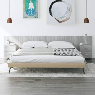 vidaXL Cabecero De Cama Y Mesitas Madera Contrachapada Gris Sonoma Vidaxl